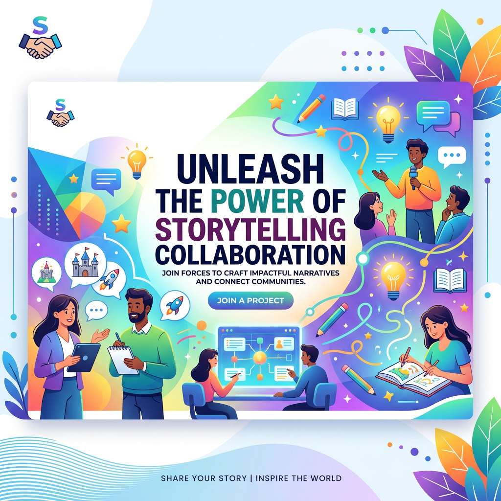 Inspiring storytelling collaboration hero banner text